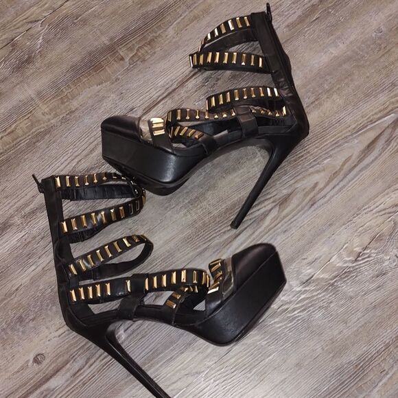 shoe republic la platform gladiator grommet  5.5" heels  Sz 8.5 - Picture 4 of 6